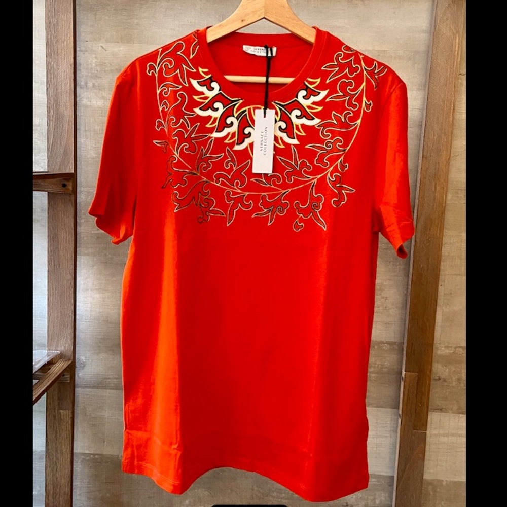 Versace Collection Red/Gold Crewneck T-Shirt SZ L